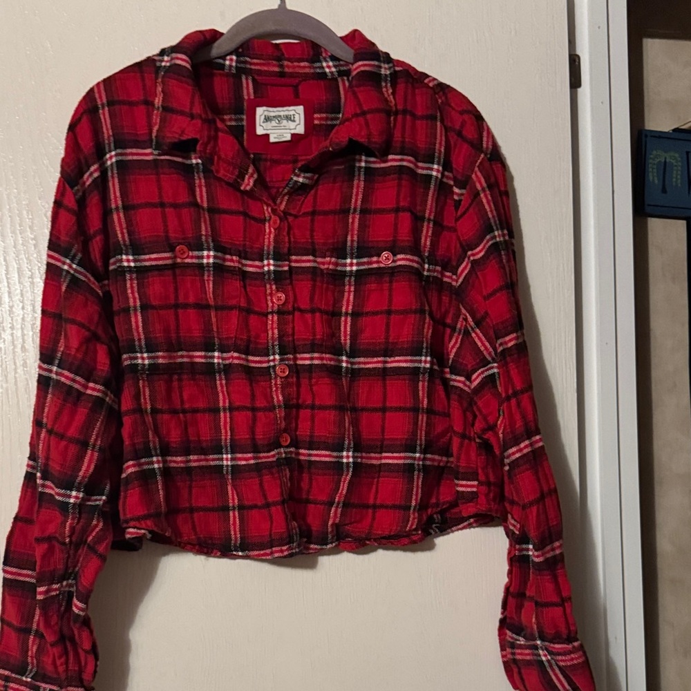 American Eagle Outfitters Red and Black Plaid Shirt